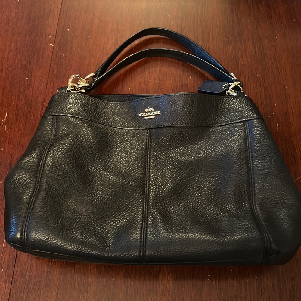 Coach F23537 Small Lexy Shoulder Leather Bag Pebbled black